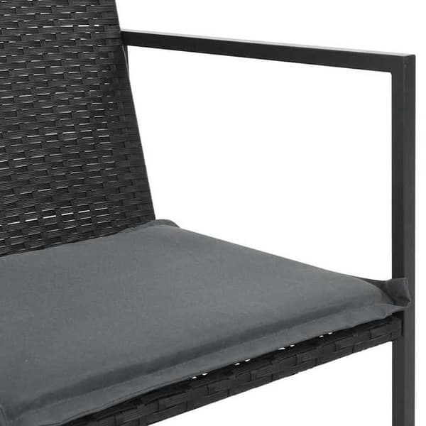 Maison Exclusive - Utomhusmatgrupp 7 delar med svarta kuddar i flätad resin