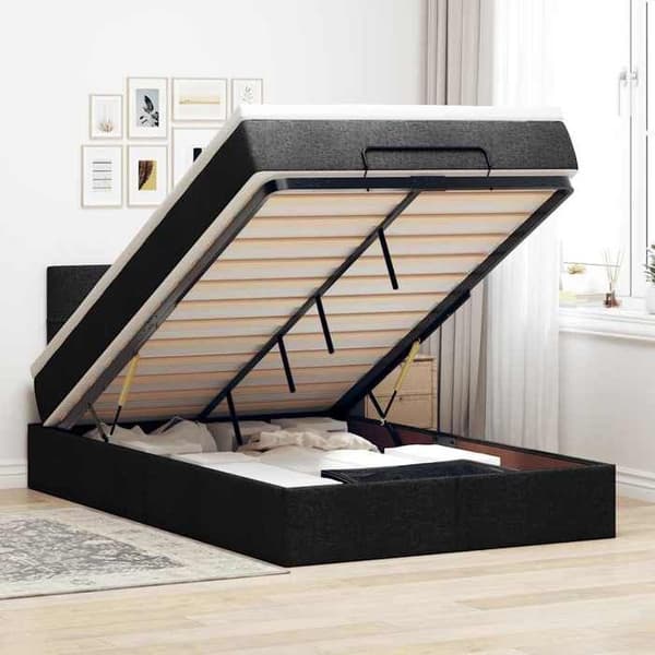 Lys ottoman - Maison Exclusive - 120x190 cm - Sort stof - Tilpasselige LED svart vit