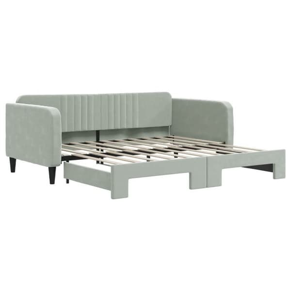 Maison Exclusive - Dagbädd med utdragssäng ljusgrå 90x190 cm sammet