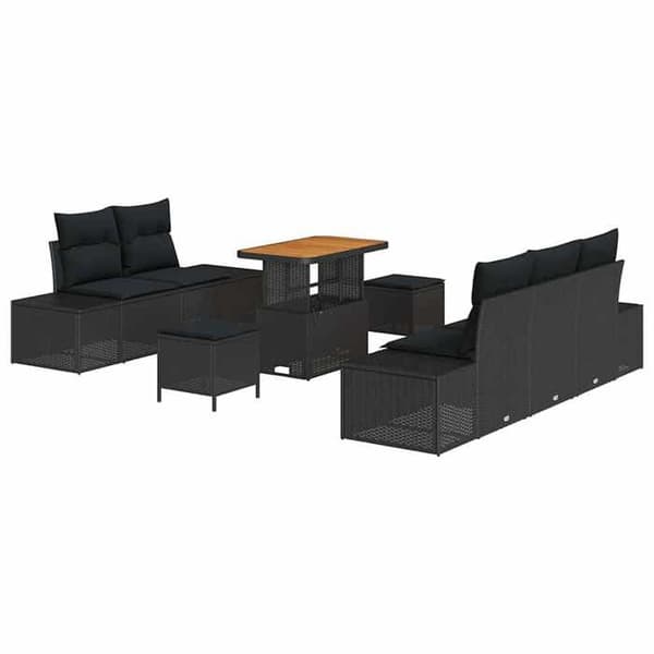 Maison Exclusive - 8-osainen puutarhakalustesarja 7-hengen musta