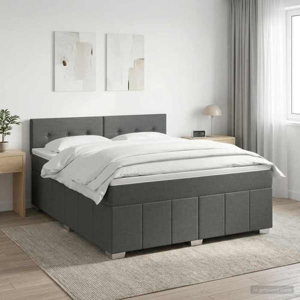 Maison Exclusive - Boxspring-sänky tummanharmaalla patjalla 140 x 190 cm Kangas Mörkgrå