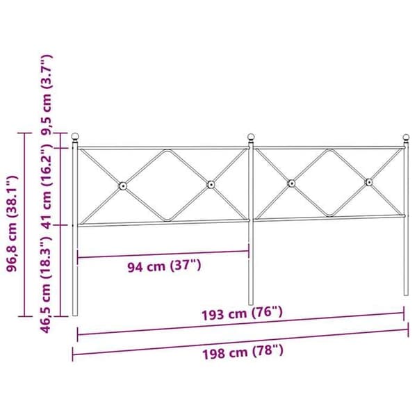 Hovedgærde - EKSKLUSIV HUS - 193 cm - hvid metal - robust stål - stabile ben Vit