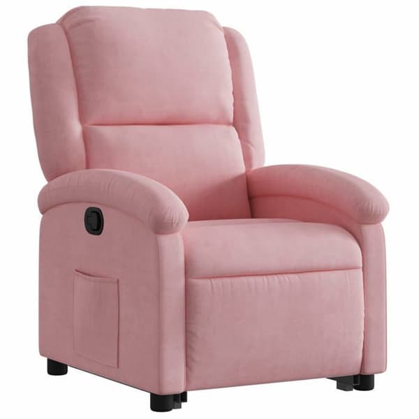 Fällbar fåtölj - EXKLUSIV HEM - Rosa Sammet - Elektrisk lyft - Lutning 135° - Sidoficka Rosa (sammet)