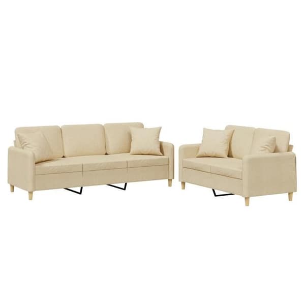 Maison Exclusive - Sæt af 2 sofaer med cremefarvede puder i stof