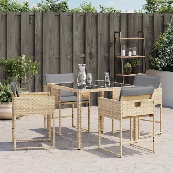 Maison Exclusive - Trädgårdsstolar med kuddar, set om 4, blandning beige