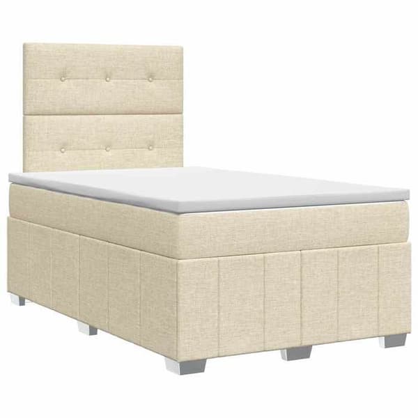 Maison Exclusive - Boxspring säng med madrass Crème 120 x 190 cm Tyg Grädde
