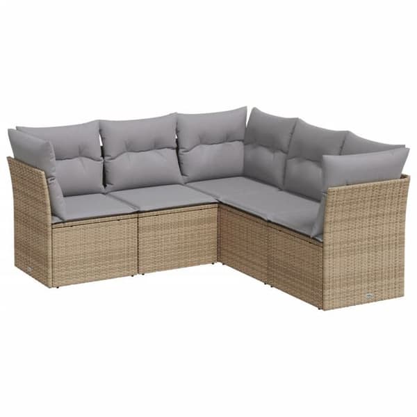 Maison Exclusive - Trädgårdsmöbler med kuddar 5 delar beige flätad resin
