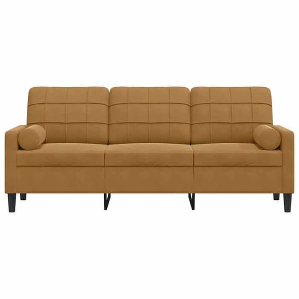 Maison Exclusive - Soffa 3 platser med bruna dekorativa kuddar 180 cm sammet brun
