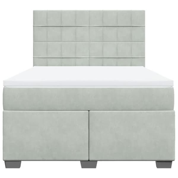 Maison Exclusive - Seng solid bund med socker og madras Grå 160x200cm Velour
