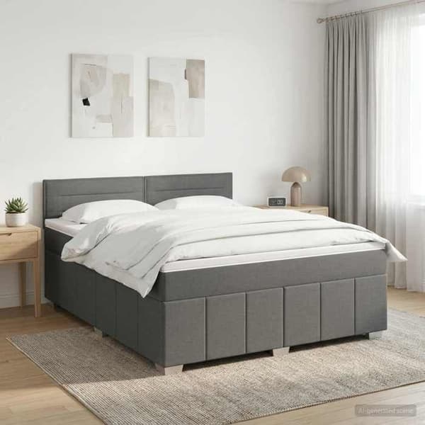 Maison Exclusive - Boxspring säng med madrass Mörkgrå 140 x 190 cm Tyg Mörkgrå