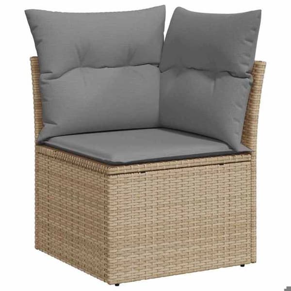 Maison Exclusive - Trädgårdsmöbler med kuddar 6 delar beige flätad resin
