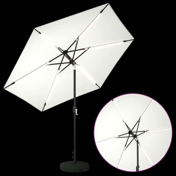 Maison Exclusive - Trädgårdsparasol med LED-lampor och bas 2,7 x 2,7 m