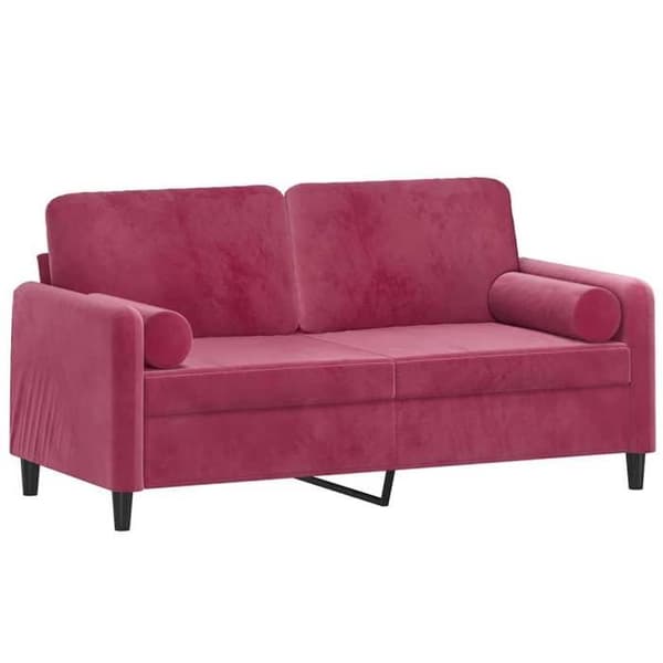 Maison Exclusive - Soffa 2 platser med bordeaux kuddar 140 cm sammet Röd Bordeaux