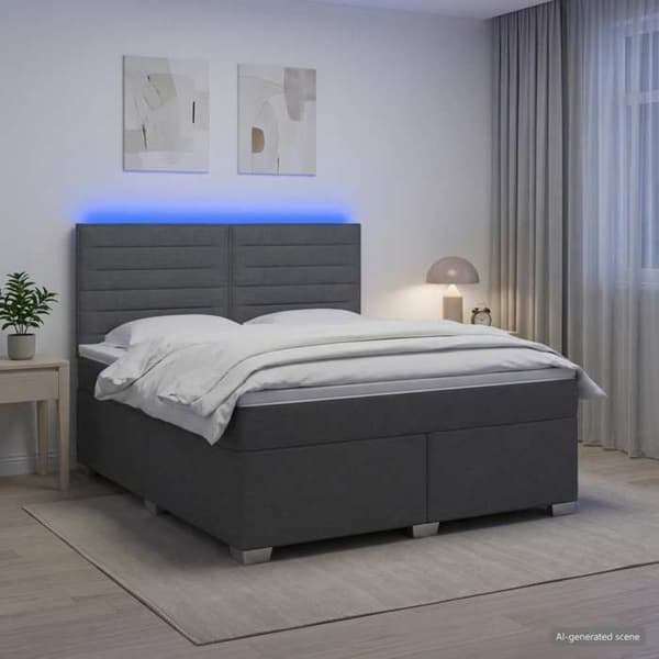 Maison Exclusive - Boxspring seng med madras Mørkegrå 140 x 200 cm Stof Mörkgrå