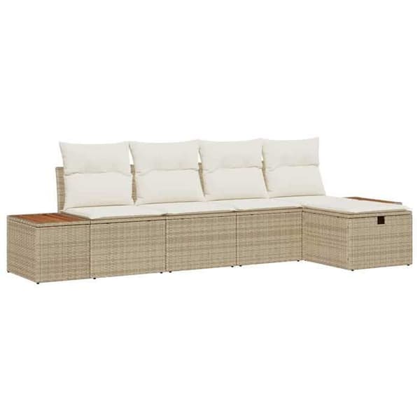 Maison Exclusive - 6 osan beige polyrottinkinen puutarhakalustesetti