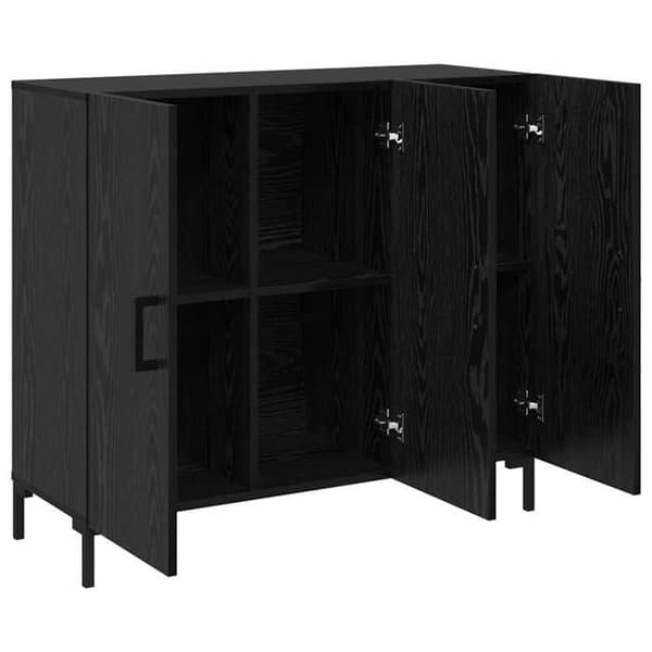 Maison Exclusive - Buffet Sort egetræ 90 x 34 x 80 cm Ingeniørtræ svart ek
