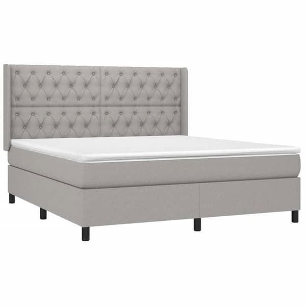 Maison Exclusive - Sängyn sälepohja LED-matolla Vaalea harmaa 160x200 cm Kangas