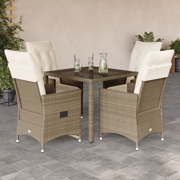 Maison Exclusive - Puutarhakalusteryhmä tyynyillä 5 kpl Beige polyrottinki beige