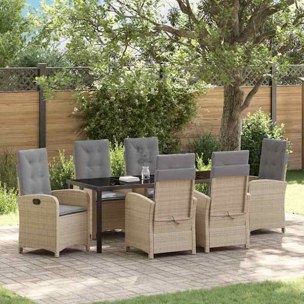 Maison Exclusive - 7 pc spisestue sæt til haven i beige polyrotin Beige (polyrotin)