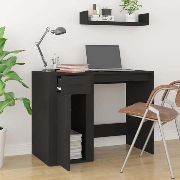 Maison Exclusive - Bureau Noir 100x49x75 cm Ingeniørtræ