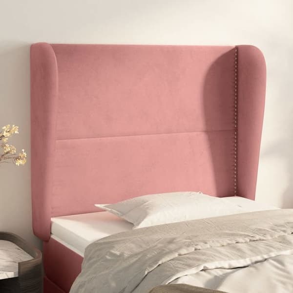 Maison Exclusive - Päätylevy korvilla Vaaleanpunainen 83x23x118/128 cm Sametti
