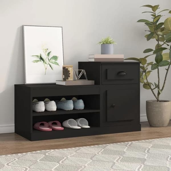 Maison Exclusive - Skoskab sort 100x42x60 cm ingeniørtræ