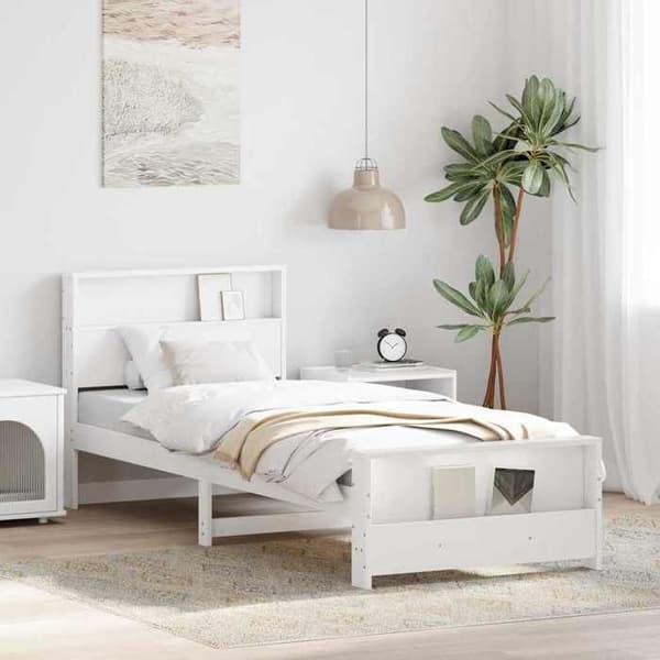 Sengestel - EKSKLUSIV HUS - Platform - Hvid - 75 x 190 cm - Massiv fyr Vit