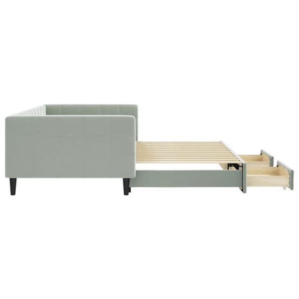 Dagseng - EKSKLUSIV HUS - 100x200 cm - Dobbeltseng med udtræk - 2 opbevaringsskuffer - Grå velour