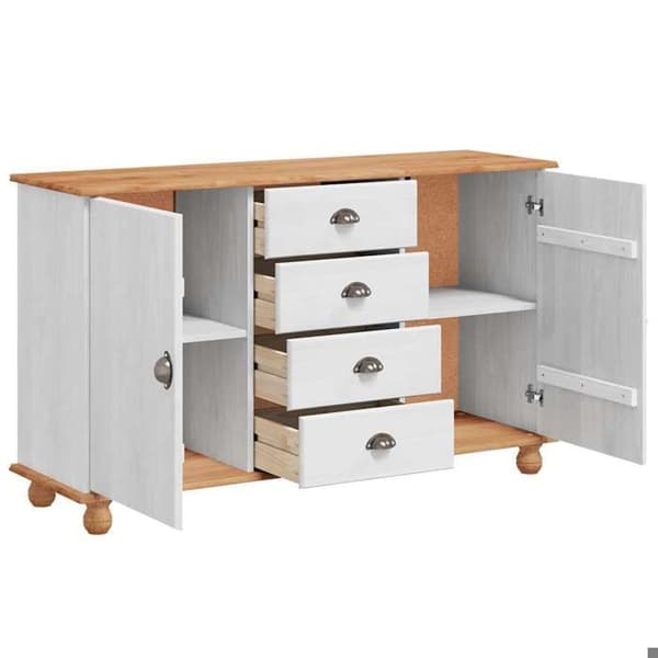 Buffé - EXKLUSIVT HUS - ASKIM - Massivt trä - Vit - 133,5 x 40 x 79 cm