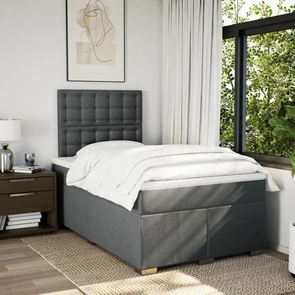 Maison Exclusive - Seng med lameller og madras Mørkegrå 120x200cm Stof