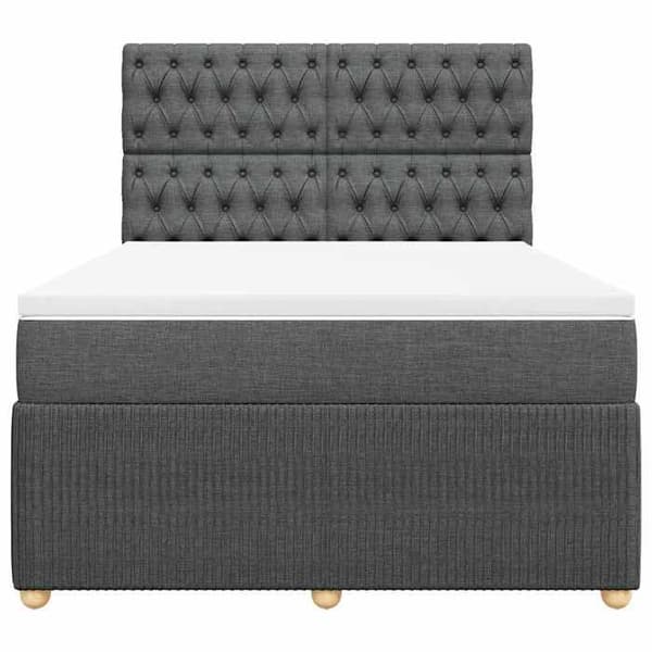 Maison Exclusive - Seng med lameller og madras Mørkegrå 160x200cm Stof