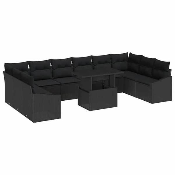 Maison Exclusive - 11 osan sohvasetti musta polyrottinki