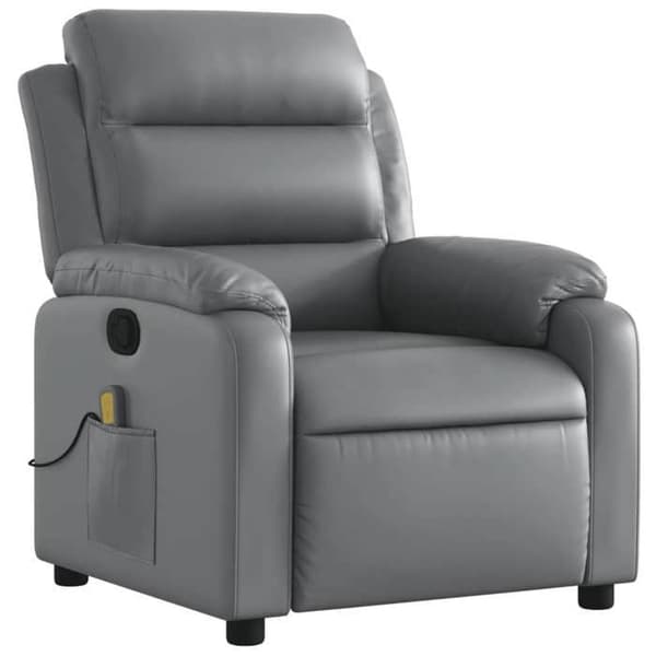 Maison Exclusive - Grå læderlook massage stol med vippefunktion