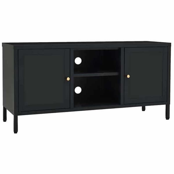 Maison Exclusive - TV-møbel Sort 105x35x52 cm Stål og glas