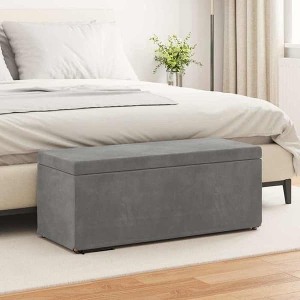 Taburett - EXKLUSIV HEM - 101 x 41 x 40 cm - Sammet - Kompositträ - Mörkgrå Mörkgrå