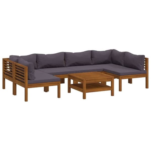 Maison Exclusive - Havegruppe 7 stk med pude i solid akacietræ