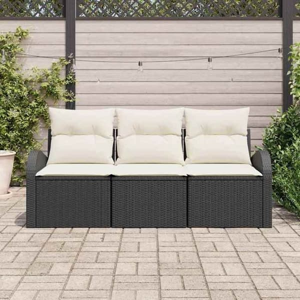 Havemøbler - EKSKLUSIVT HUS - Moduler - 3 dele - Poly rattan sort og hvid - UV-resistent Svartvitt