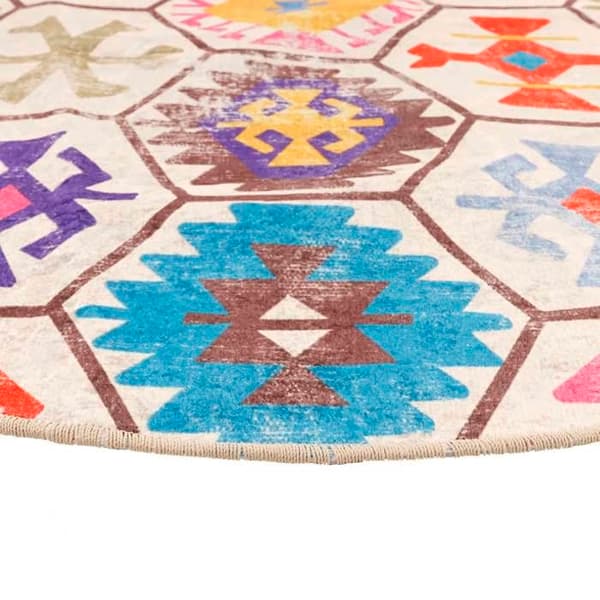 Maison Exclusive - Vaskbar multicolor tæppe Ø 120 cm
