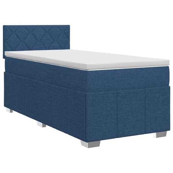 Maison Exclusive - Boxspring-sänky sinisellä patjalla 90 x 200 cm Kangas