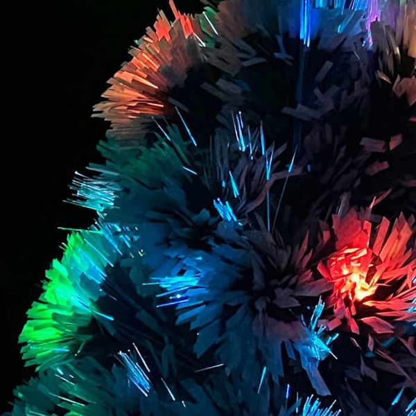 Kunstigt juletræ - EKSKLUSIV HUS - Forudbelyst - Fiberoptik - Blå LED - USB-strøm Vit blå
