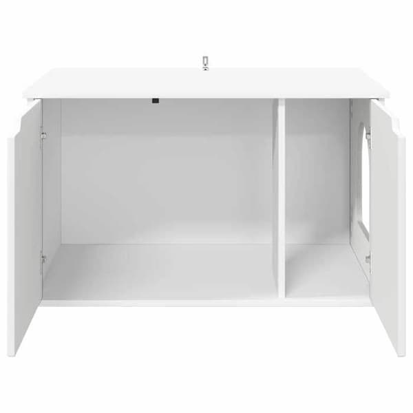 Kattemiljø - EKSKLUSIVT HUS - 85 x 55 x 50,5 cm - Ingeniørtræ - Rektangulær - Hvid Vit