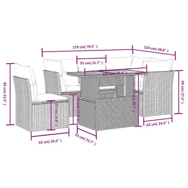 Maison Exclusive - Trädgårdsmöbler med kuddar 5 delar beige flätad resin