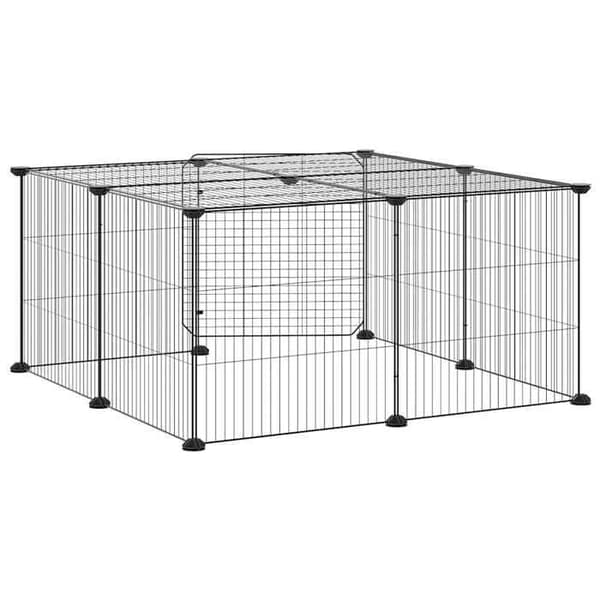 Maison Exclusive - Kæledyrbur med 12 paneler og dør Sort 70x70x35 cm