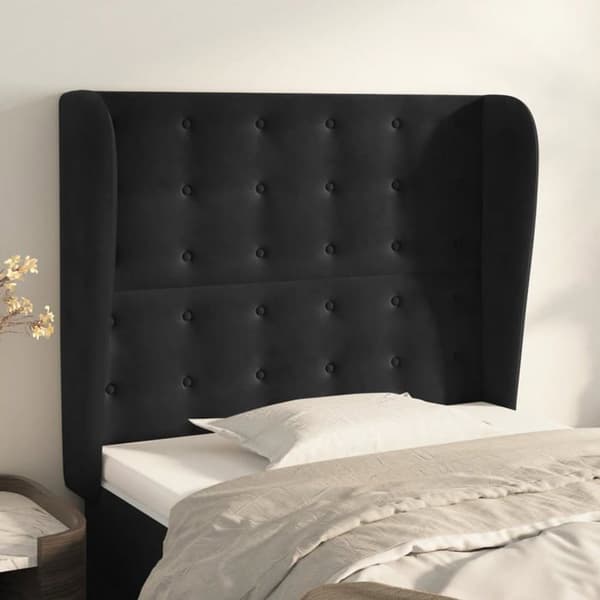Maison Exclusive - Päätylevy korvilla Musta 103x23x118/128 cm Sametti svart