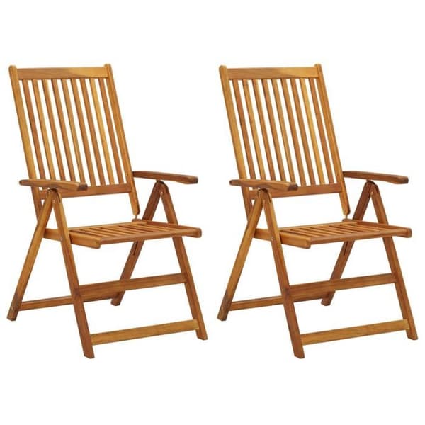 Maison Exclusive - Fällbara lutande fåtöljer (set om 2) med kuddar, i massiv akaciaträ blå