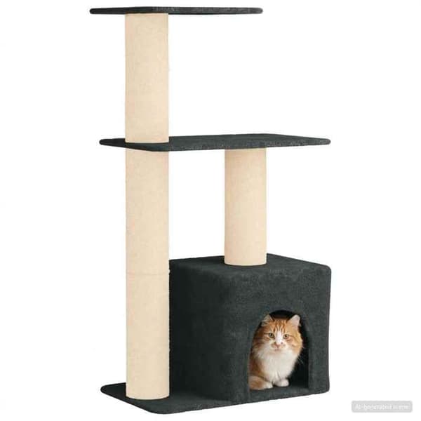 Maison Exclusive - Kattträd med sisal klöspinnar Mörkgrå 133 cm