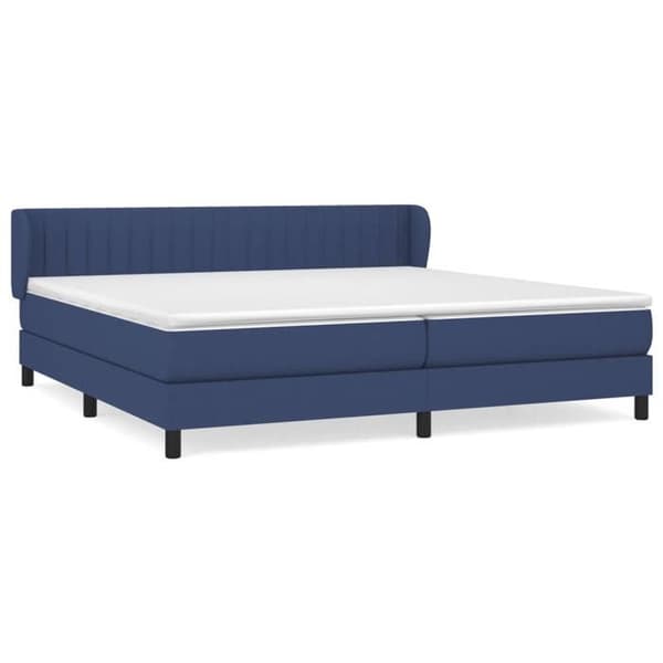 Maison Exclusive - Sengebund med lameller og madras Blå 200x200 cm Stof