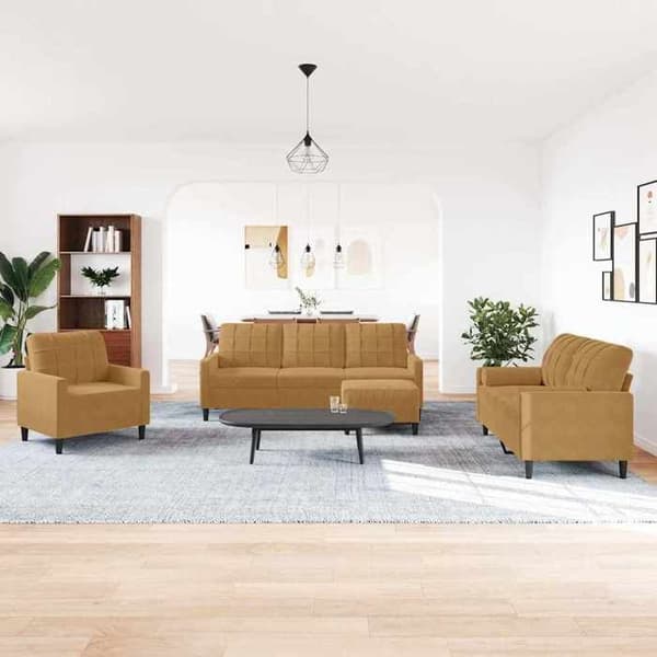Maison Exclusive - 4-osainen sohvasetti tyynyillä, ruskea sametti Marron (sammet)