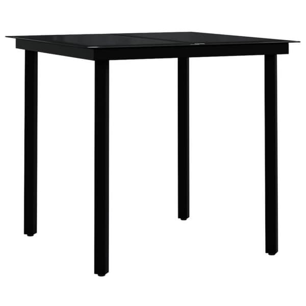 Trädgårdsmatgrupp - Grå - 5 delar - Pulverlackerad stål - Flätad har polyethylen - Glas Grå