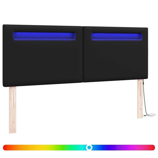 Maison Exclusive - LED Hovedgærde Sort 160 cm Syntetisk Læder